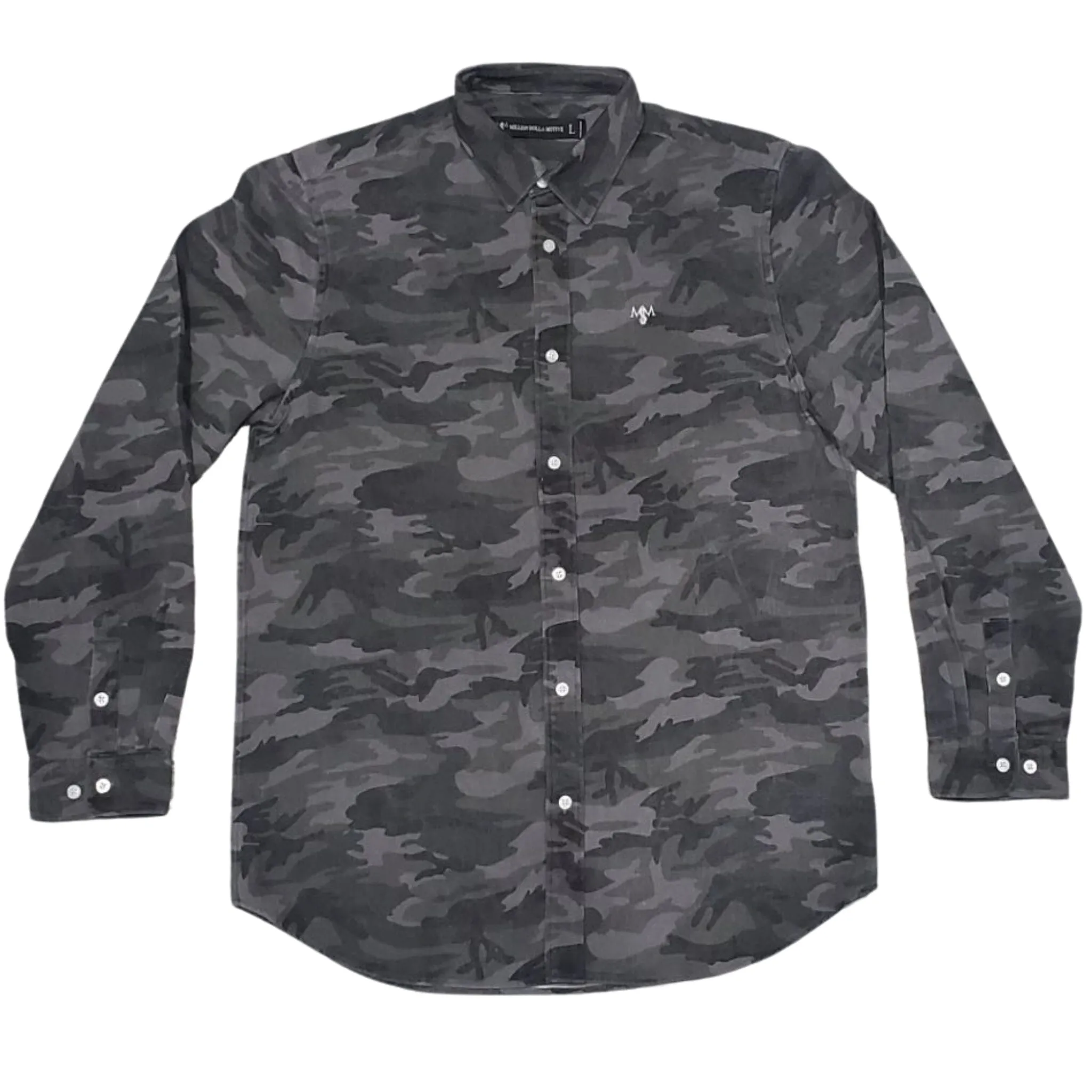 4 Ever Paid - Grey Camo Oxford Long Sleeve Shirt