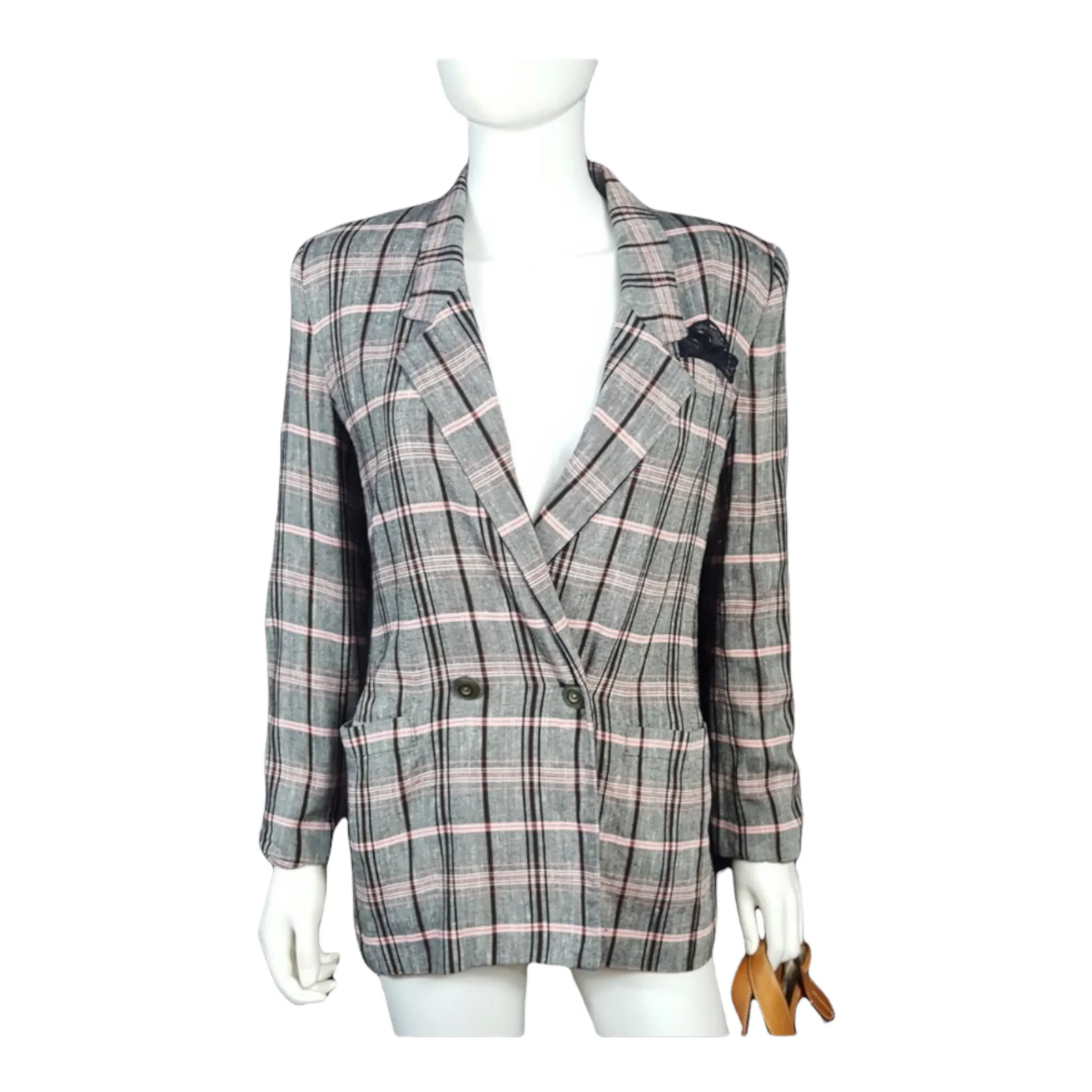 70s Oleg Cassini Plaid Blazer Size 8