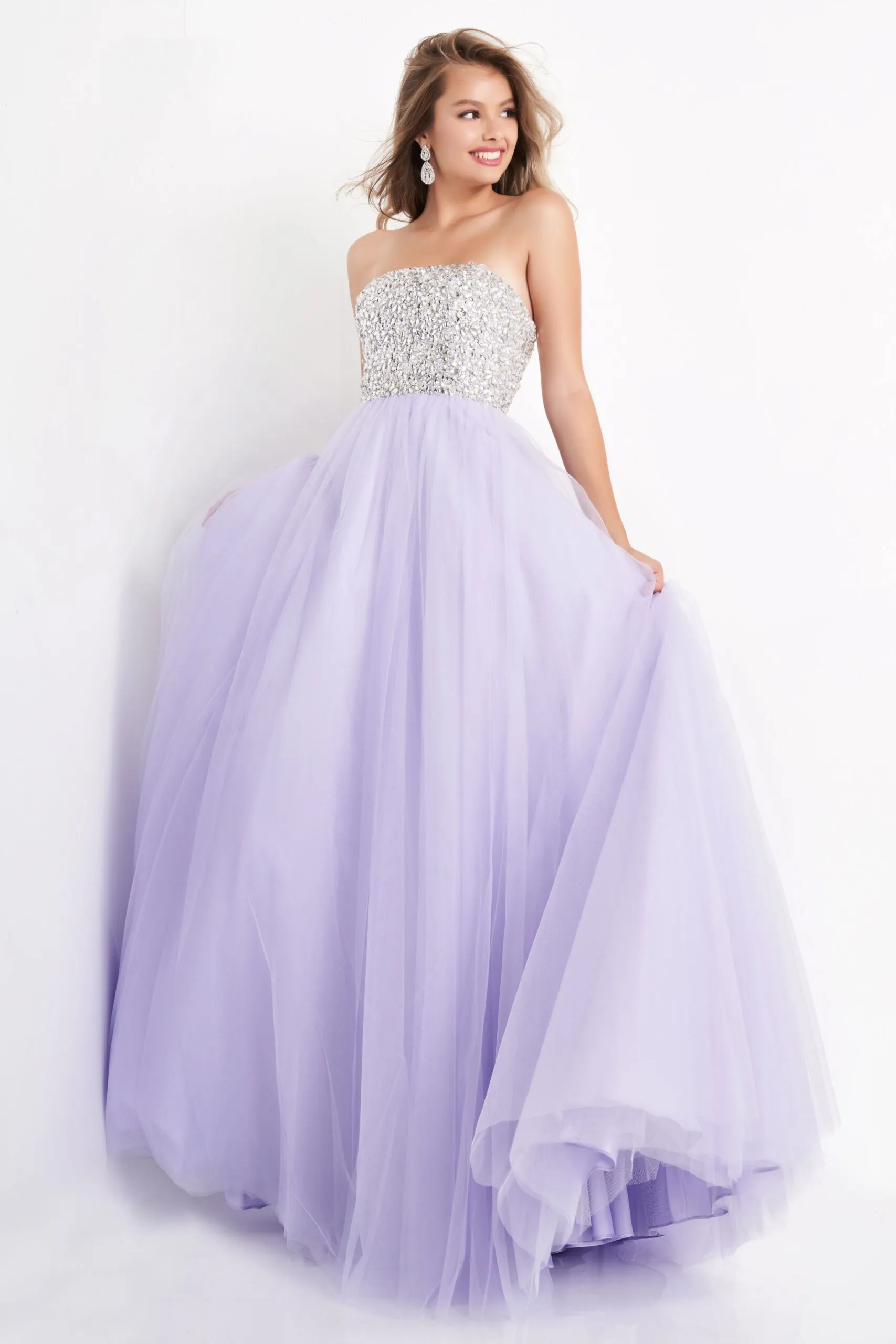 Beaded Strapless A-line Gown by Jovani 52131