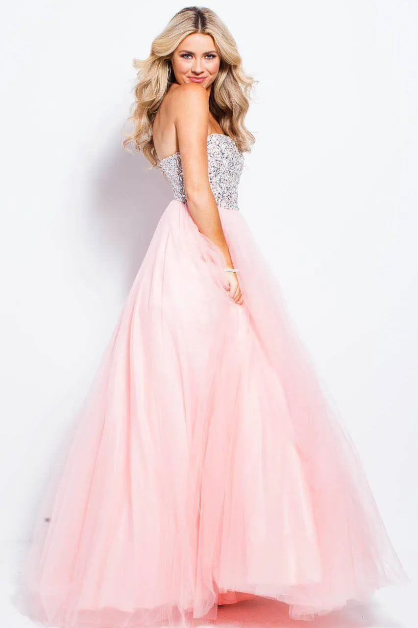 Beaded Strapless A-line Gown by Jovani 52131