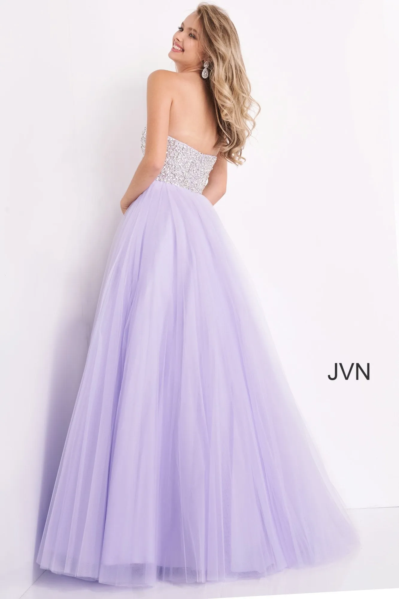 Beaded Strapless A-line Gown by Jovani 52131