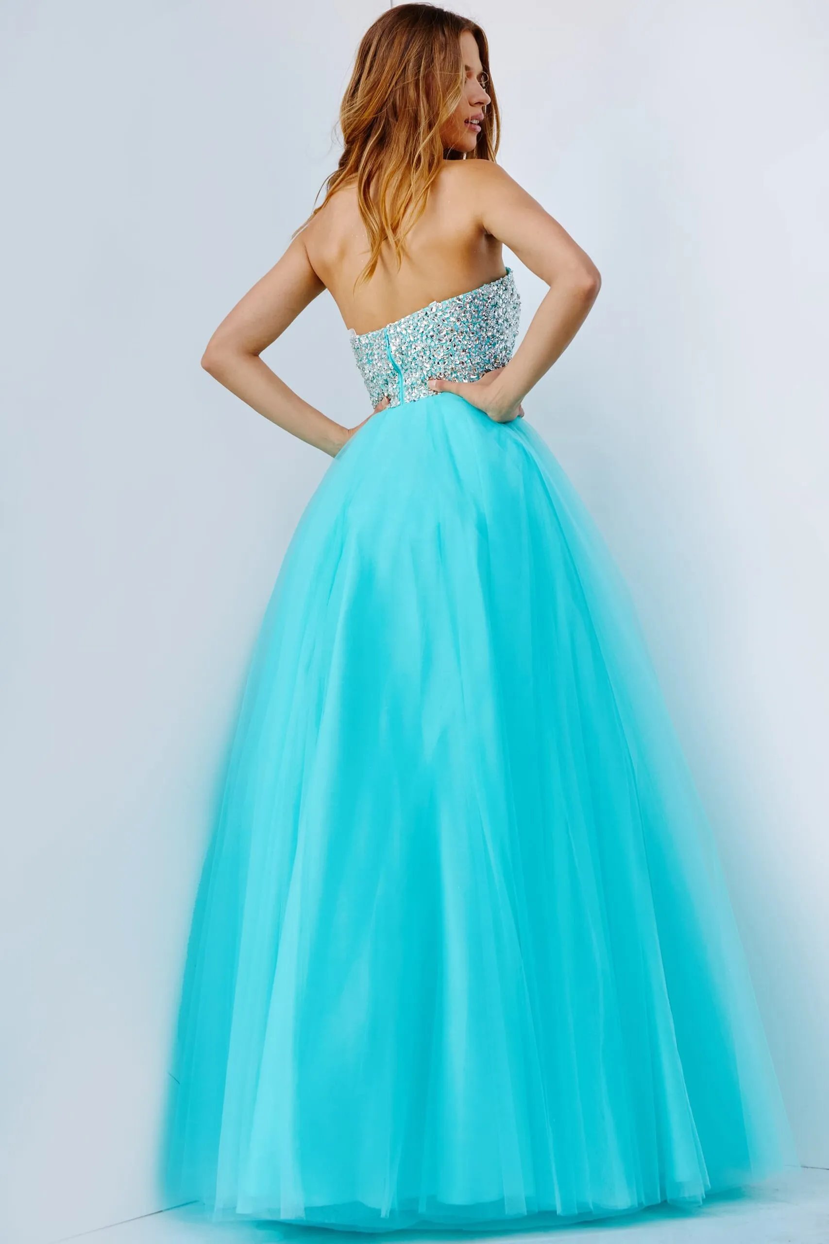 Beaded Strapless A-line Gown by Jovani 52131