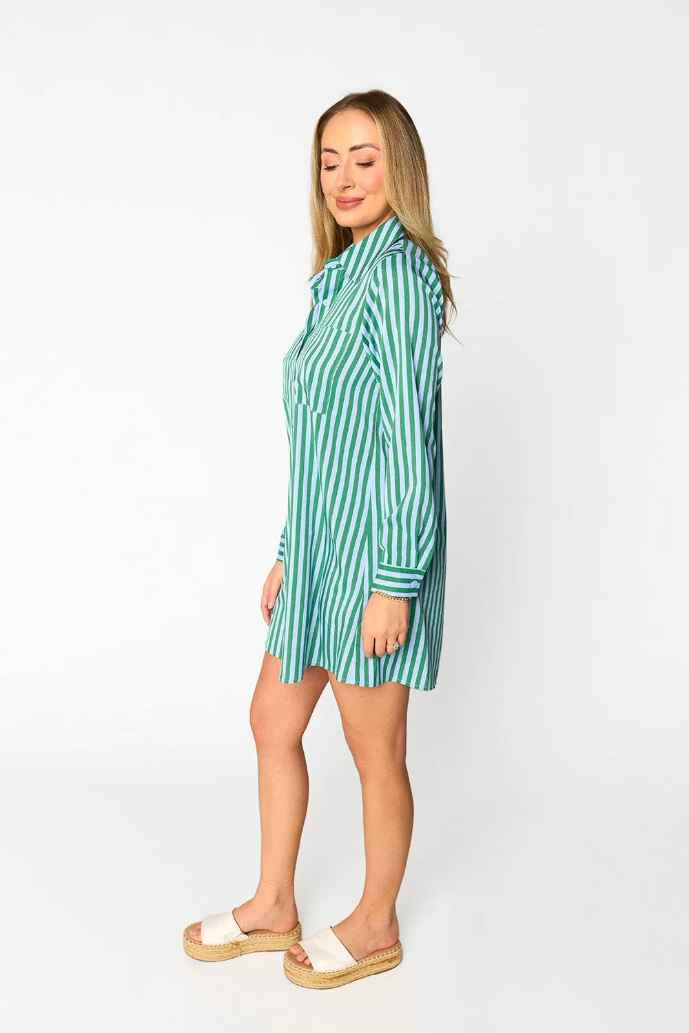 Beau Mini Shirt Dress - Cucumber Water