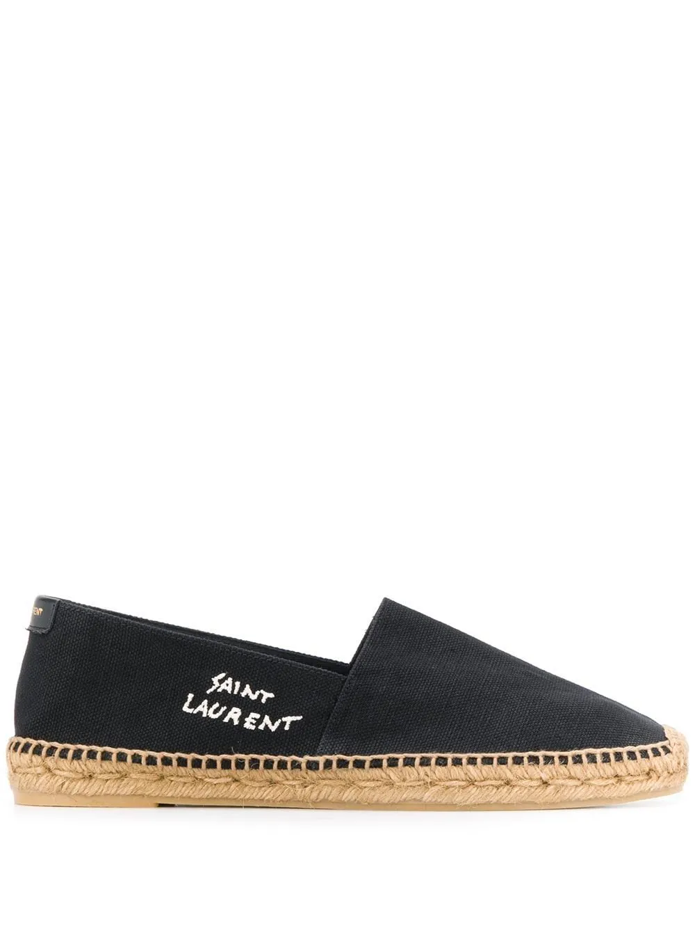 Black embroidered logo espadrilles