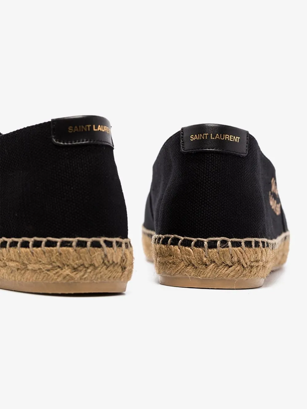 Black embroidered logo espadrilles