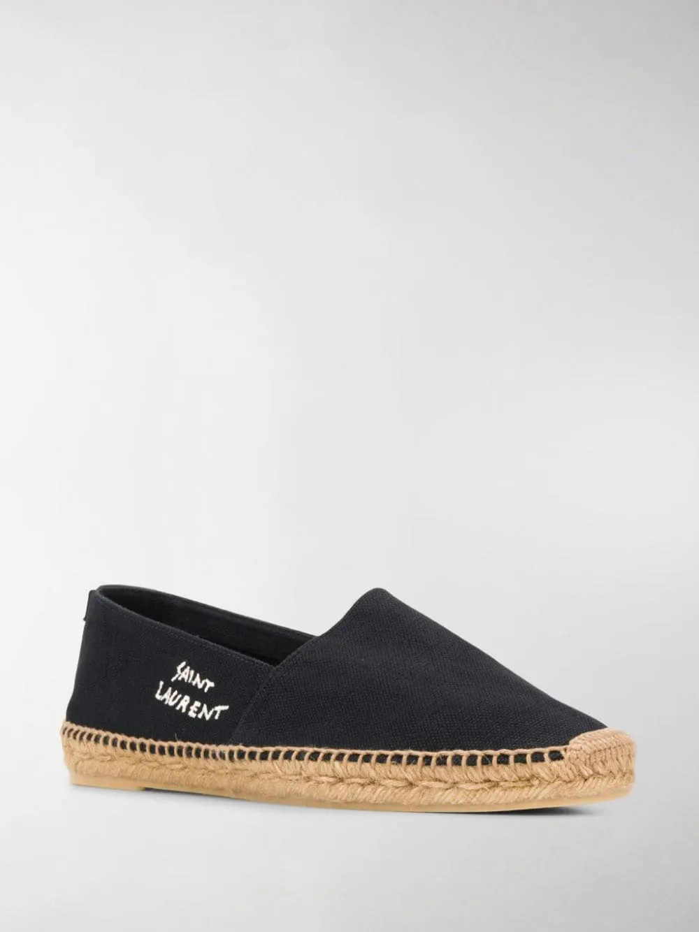 Black embroidered logo espadrilles