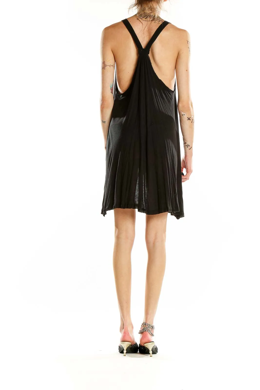 Black Flowy Viscose Mini Dress