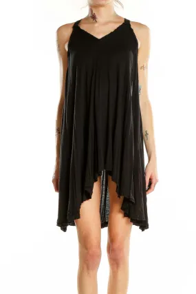 Black Flowy Viscose Mini Dress