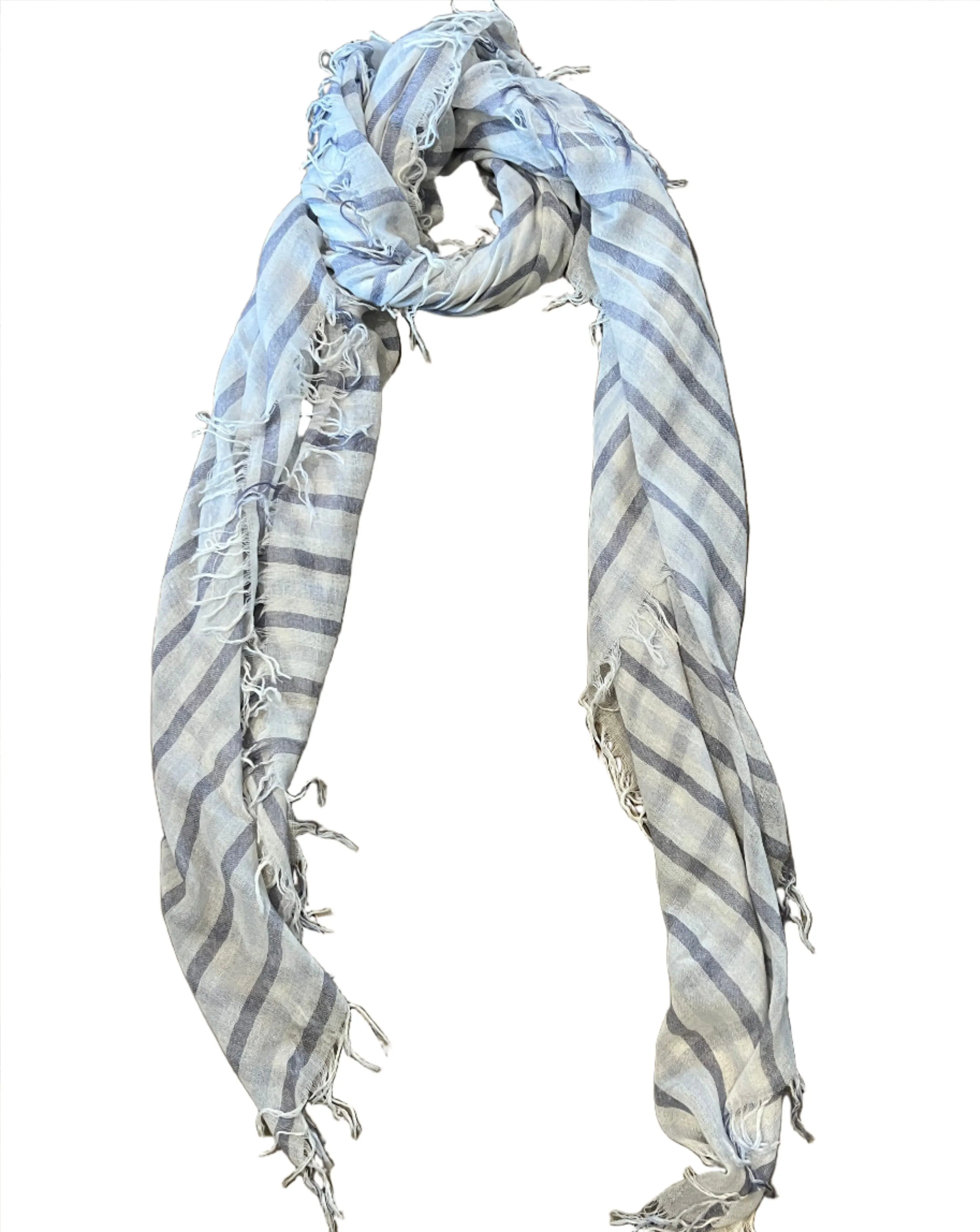 Blue Granite Stripes Cashmere & Silk Scarf