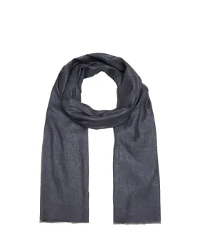 Cashmere Blend Lurex Scarf with Fringe Trim in Night Sky