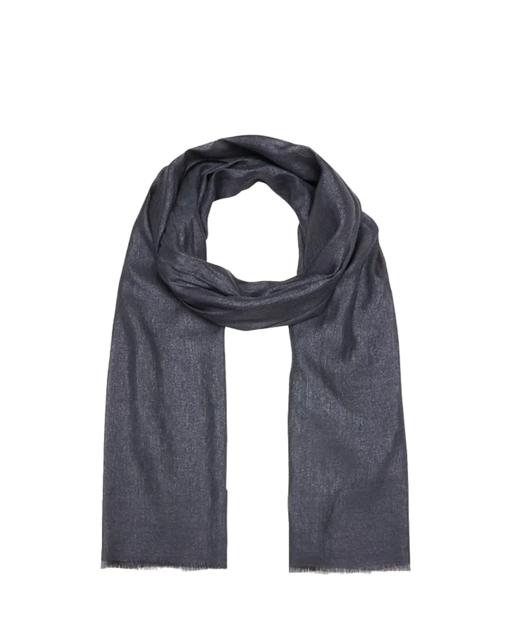 Cashmere Blend Lurex Scarf with Fringe Trim in Night Sky