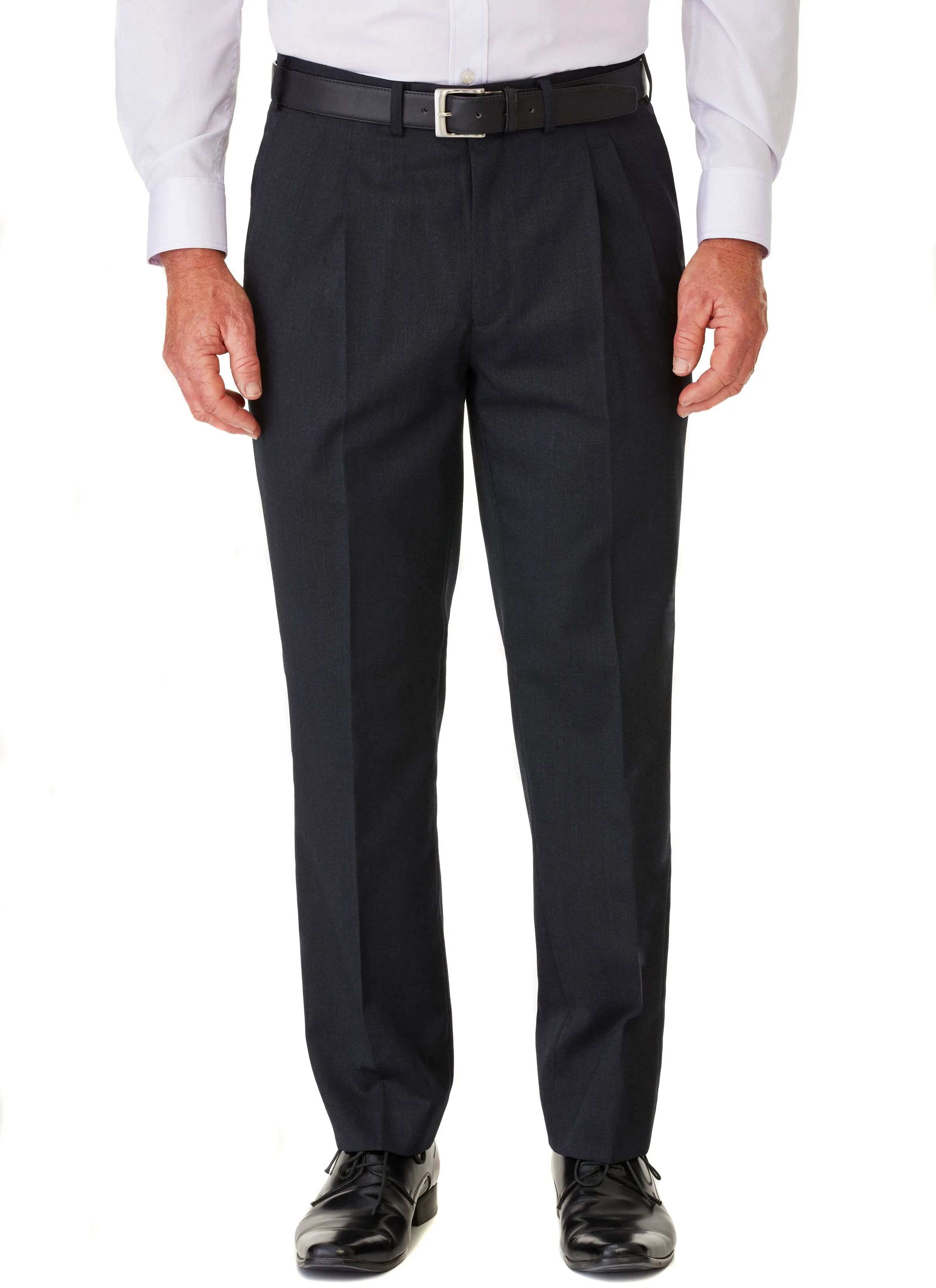 CHARLTON PLEATED CHARCOAL WOOL RICH GABARDINE SUIT