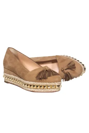 Christian Louboutin - Tan Espadrilles w/ Gold-Toned Studs Sz 6