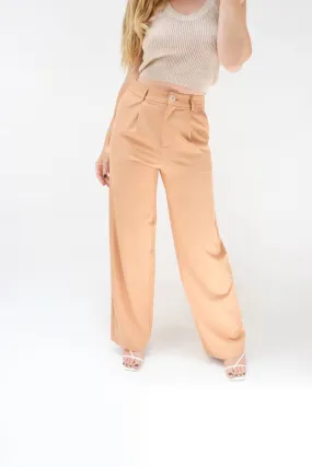 City Of Art Wide Leg High Waisted Trousers in Tan