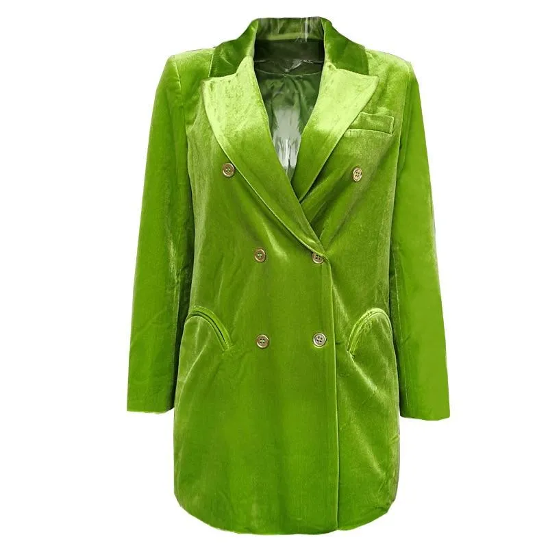 Elegant Women's Blazer Notched Long Sleeve Double Breasted Pocket Female Suits Clothing