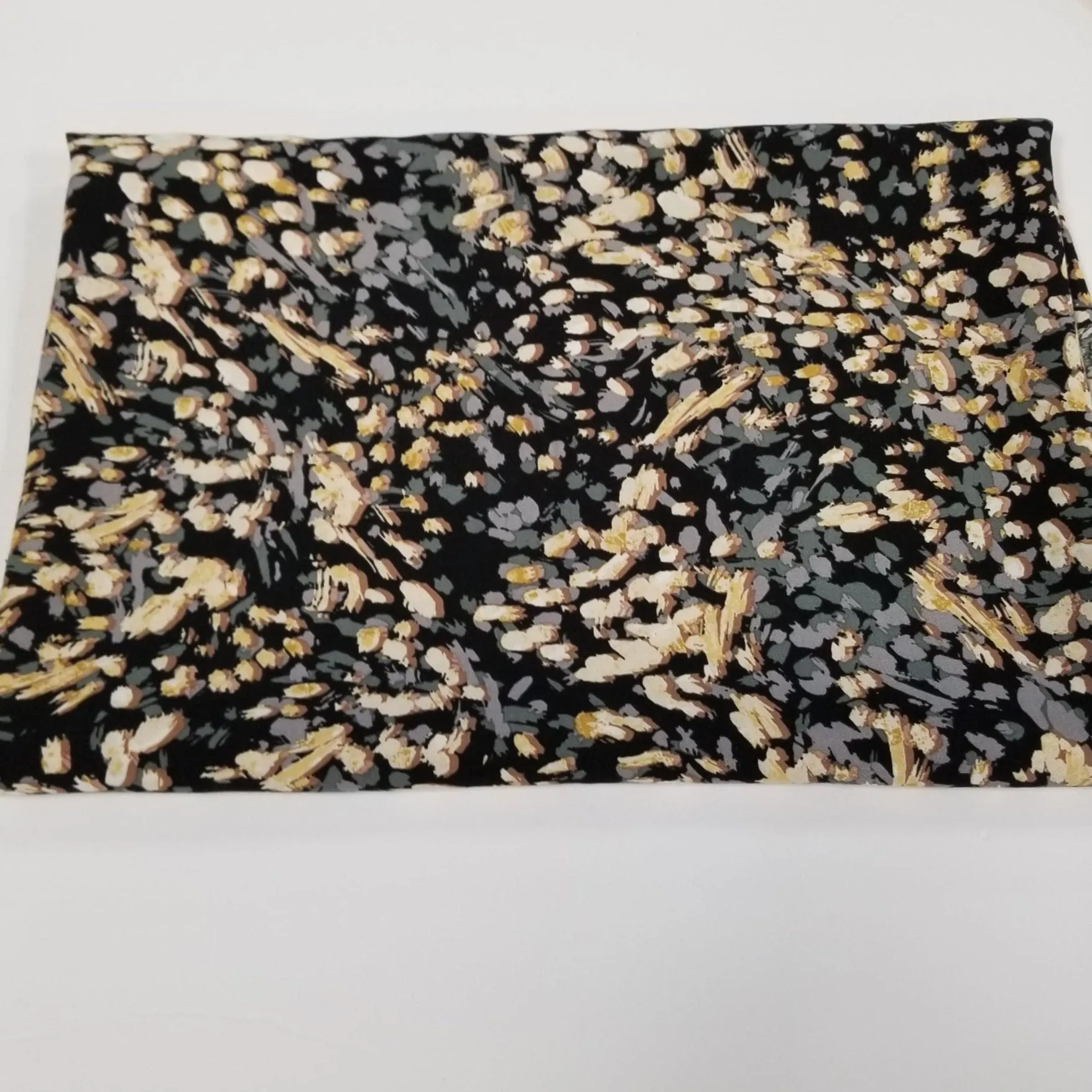 End of BOlt: 2.5 yards of Designer Deadstock Black Abstract Rayon Challis Woven- remnant