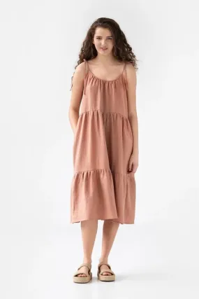 Flowy Midi Linen Dress Praslin Ash rose