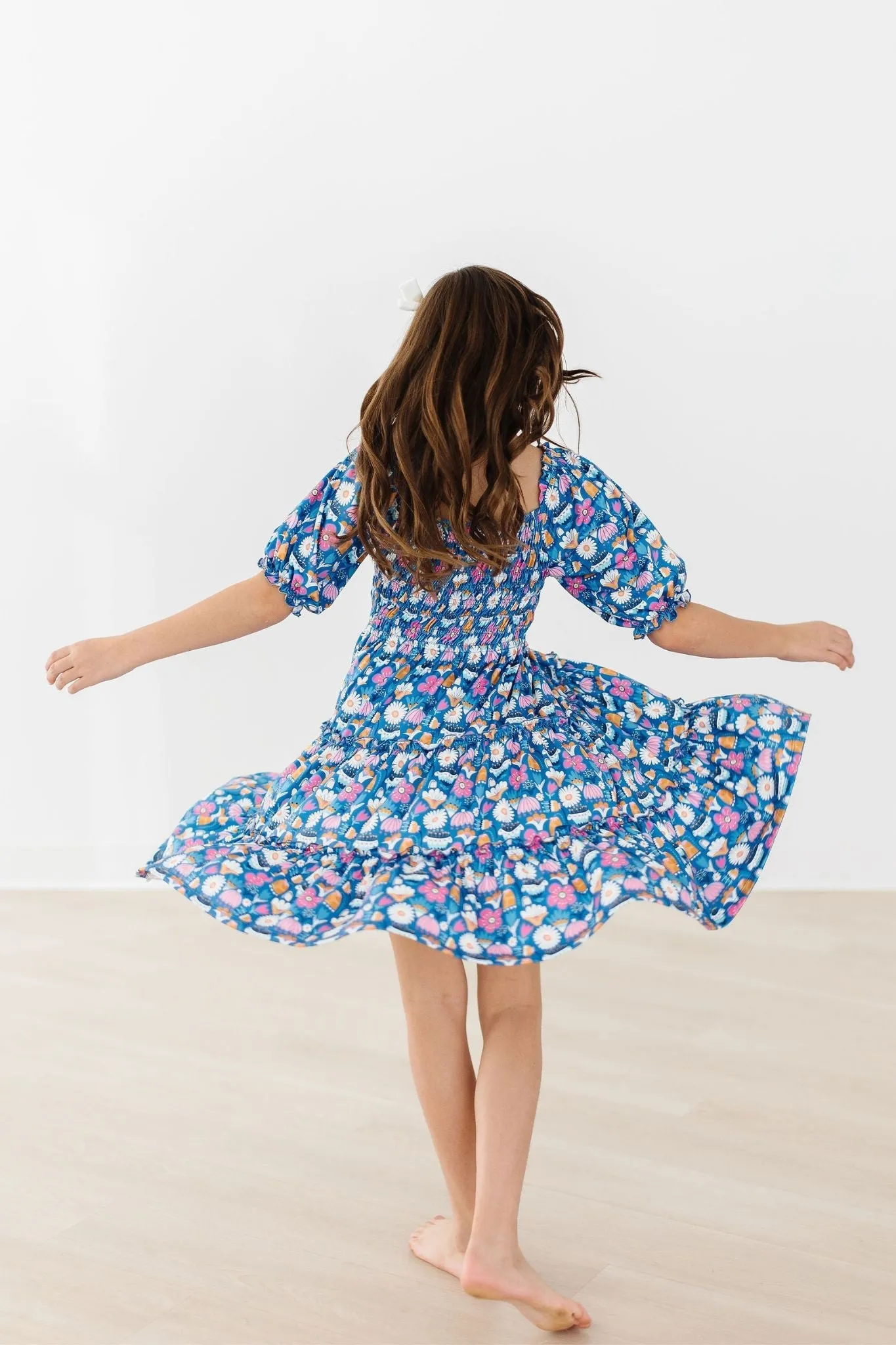 Fluttering Flowers Smocked Ruffle Dress