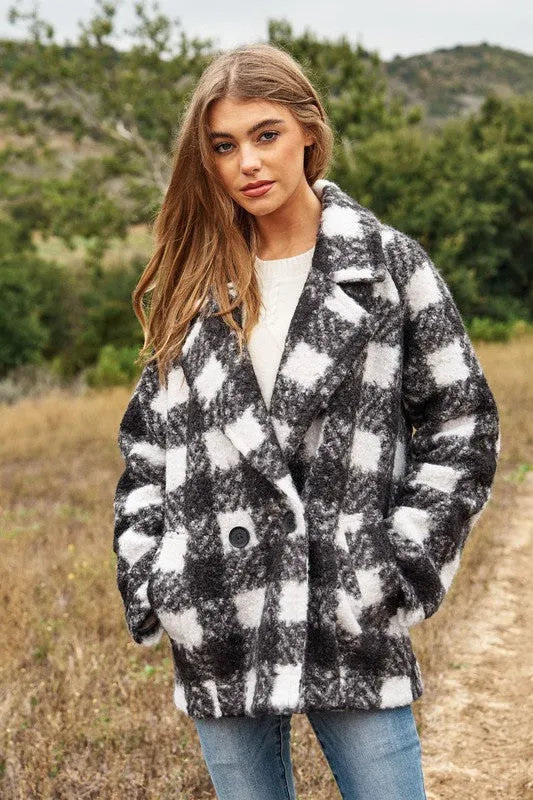 Fuzzy Boucle Textured Double Breasted Coat Jacket // 3 Colors