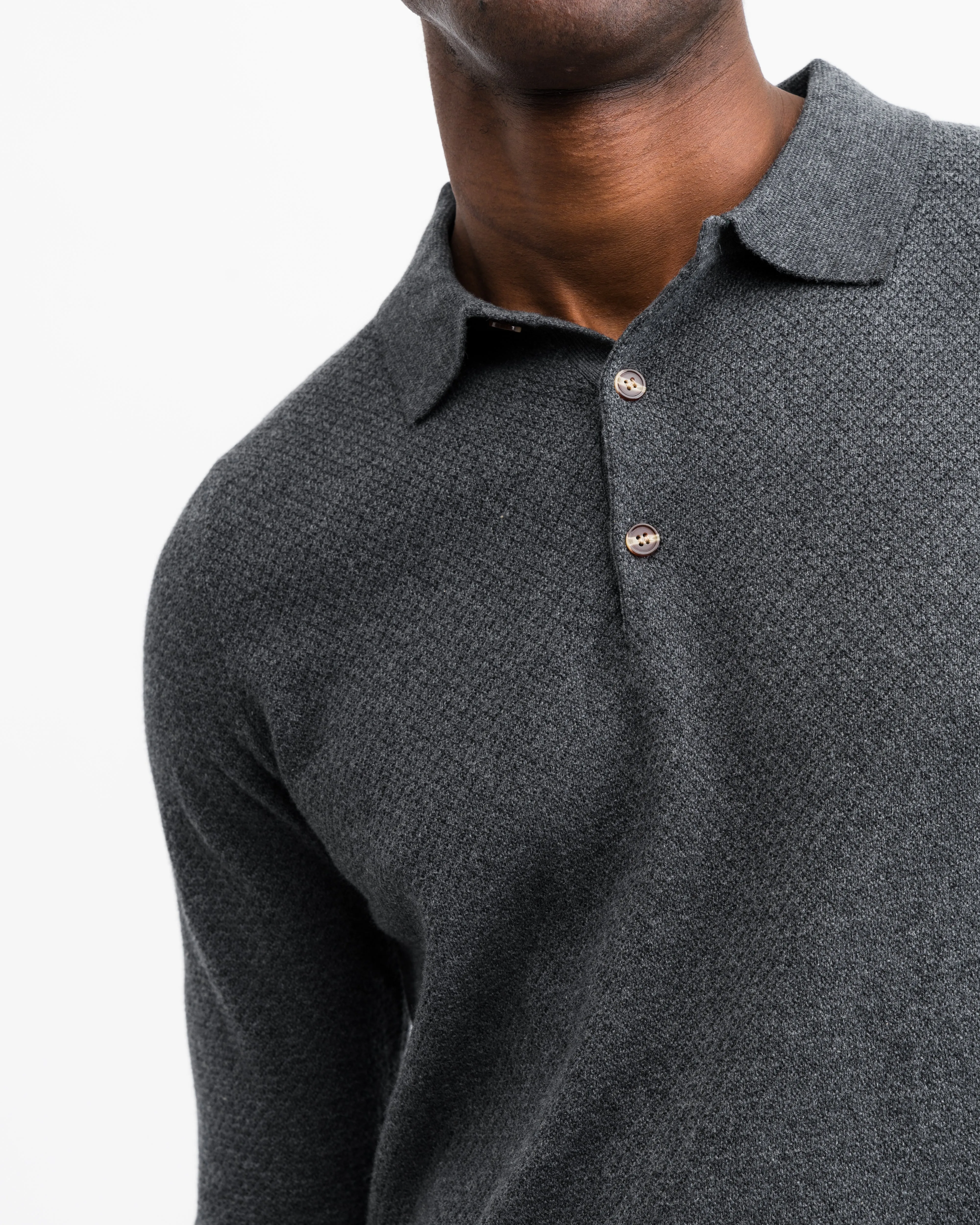 Gray Long Sleeve Polo