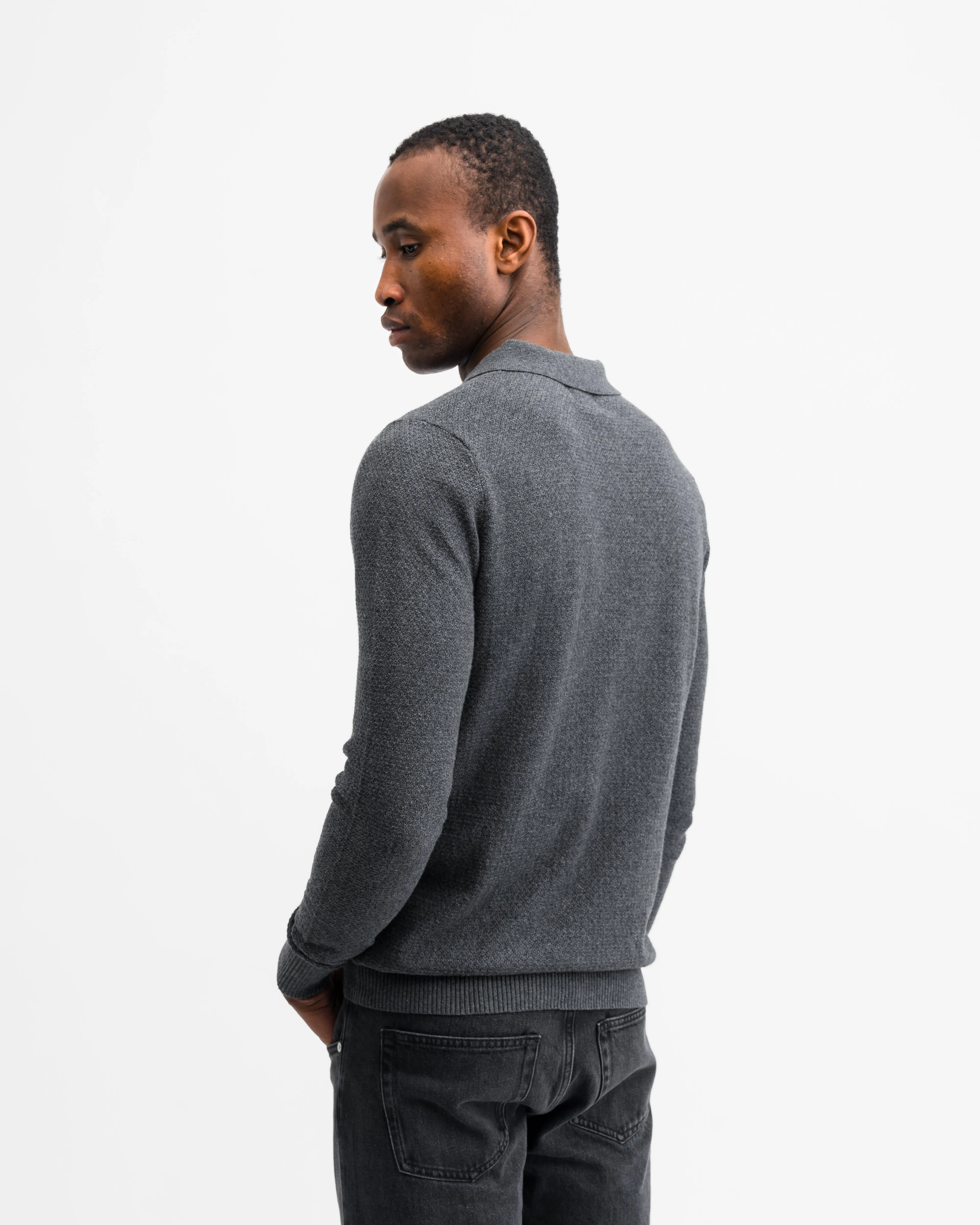 Gray Long Sleeve Polo