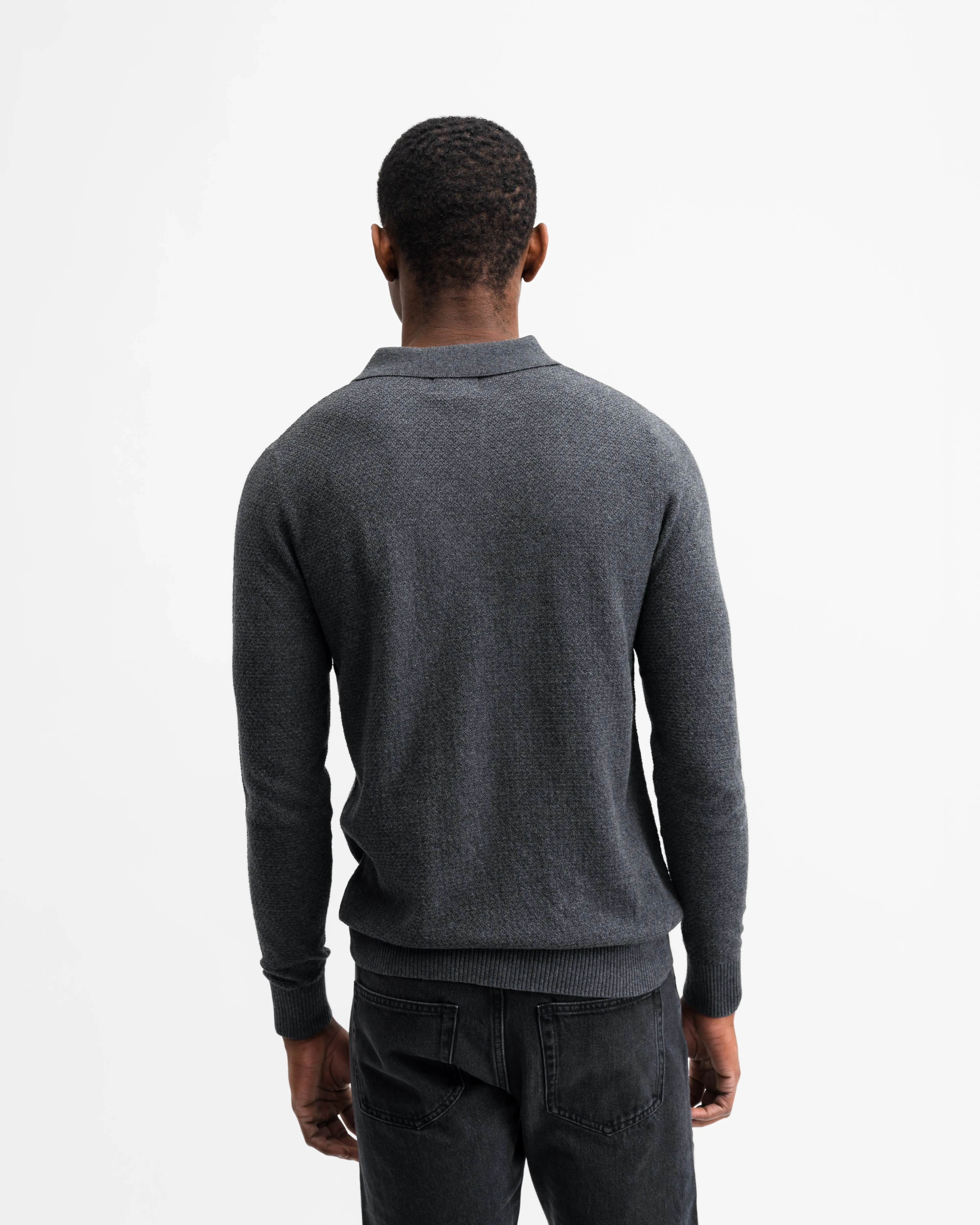 Gray Long Sleeve Polo