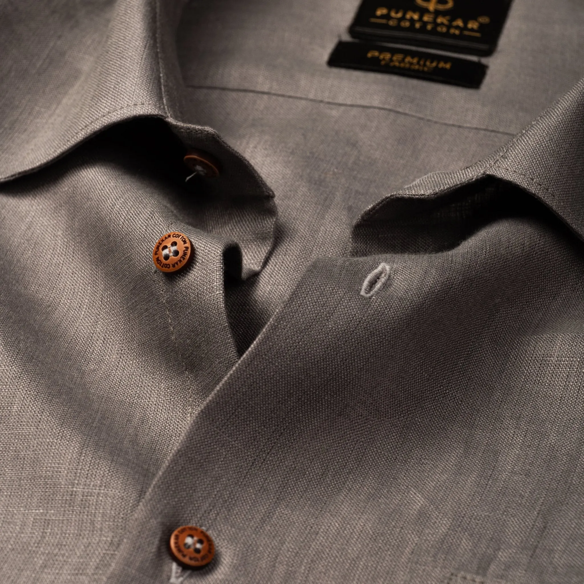 Grey Color Prime Linen Shirt For Men