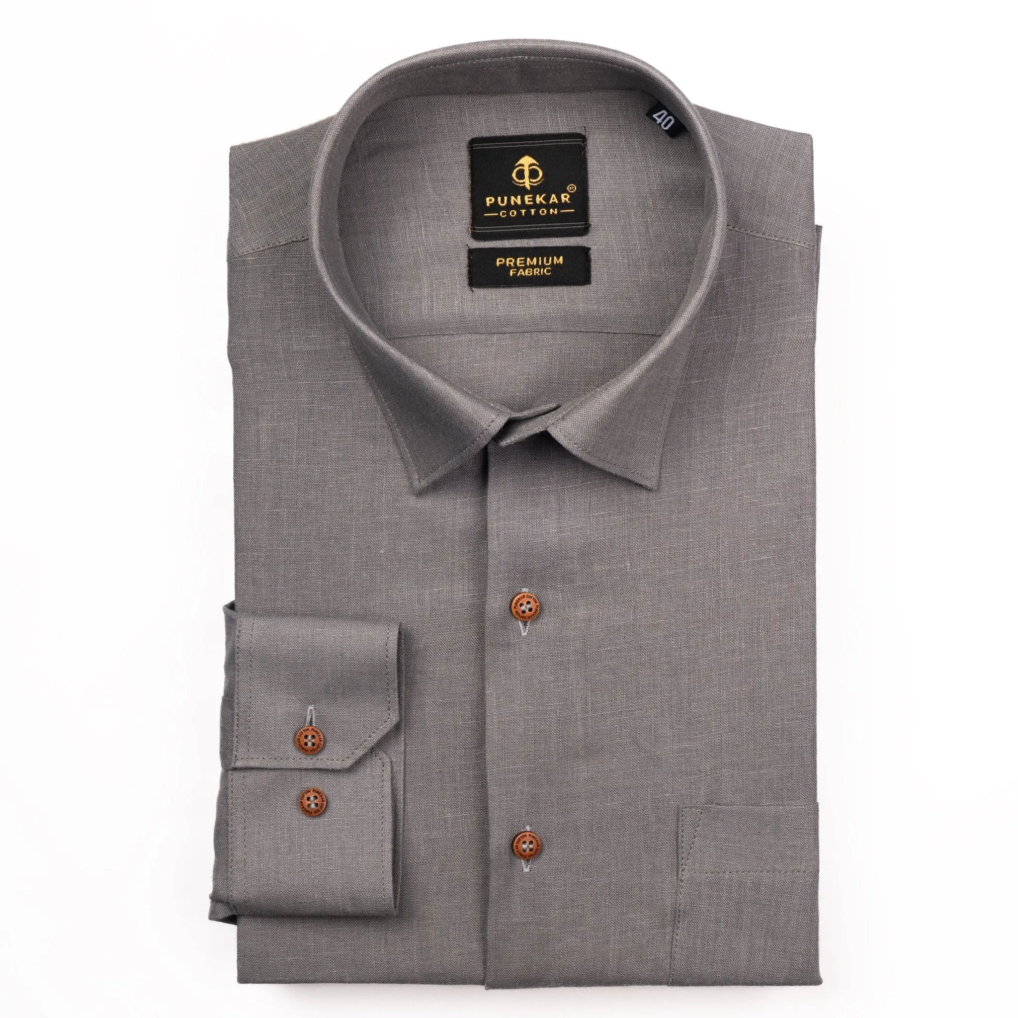 Grey Color Prime Linen Shirt For Men