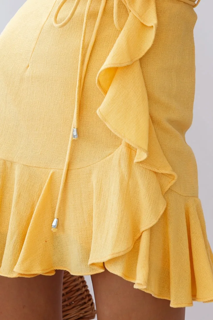 Hart Flowy Chiffon Mini Dress Yellow