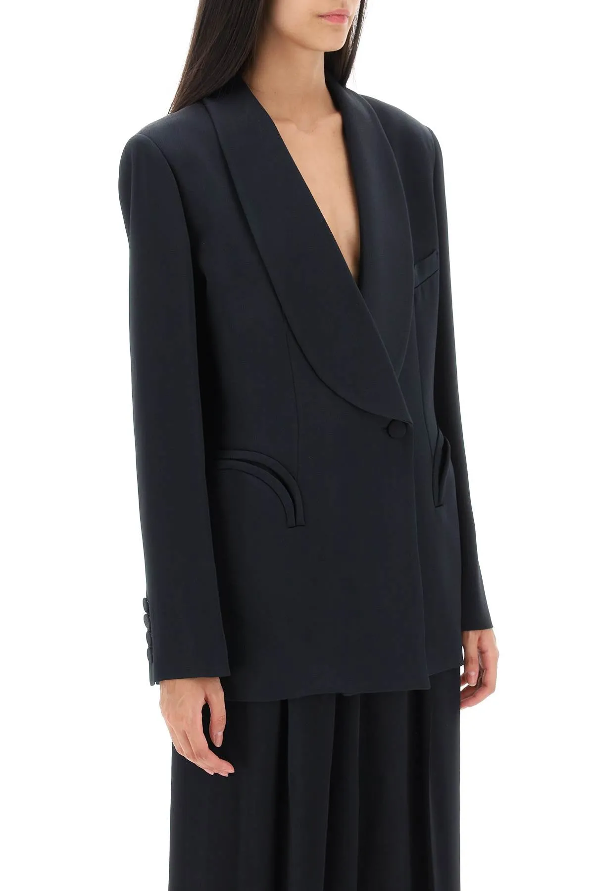 heart smoking novalis' double-breasted blazer in crepe satin