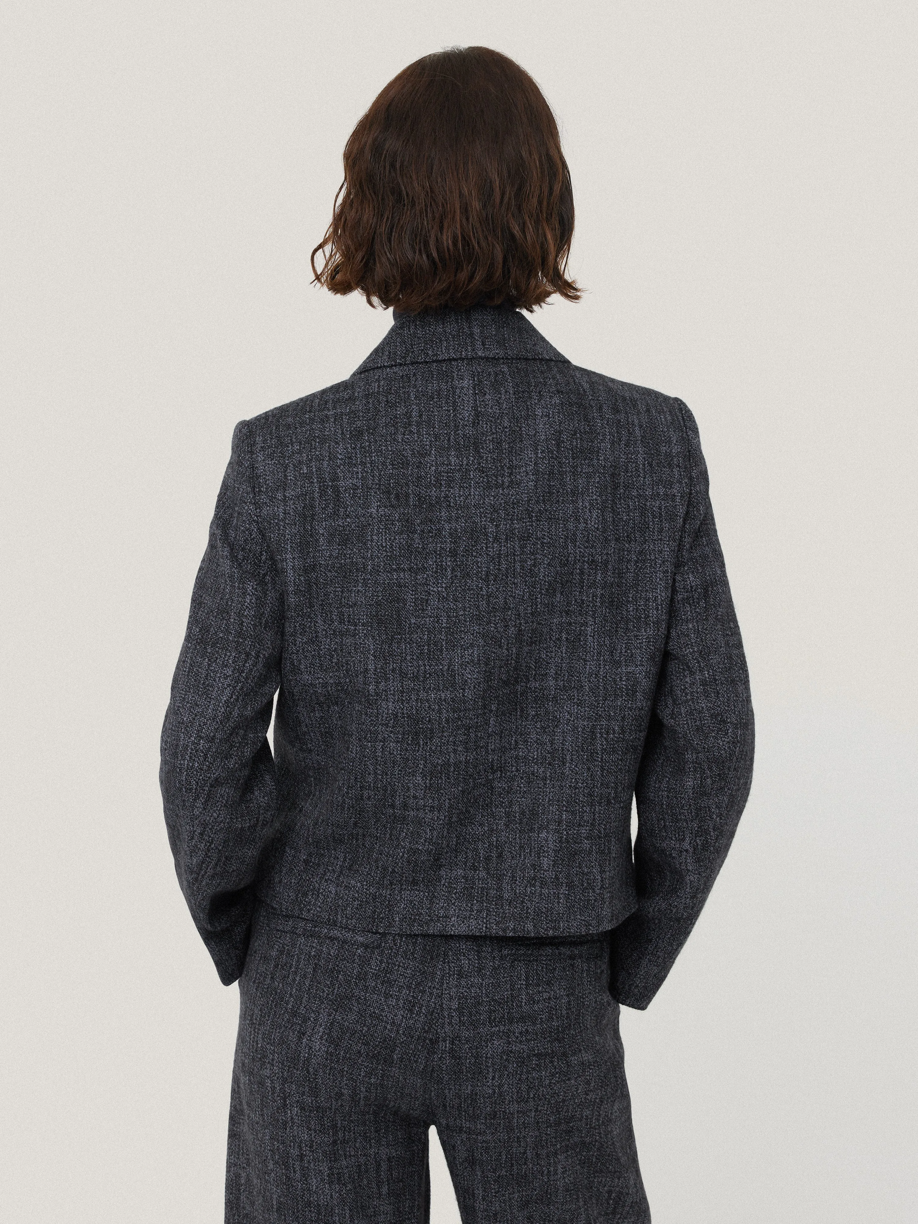 Kelvin Boucle Cropped Jacket | Navy