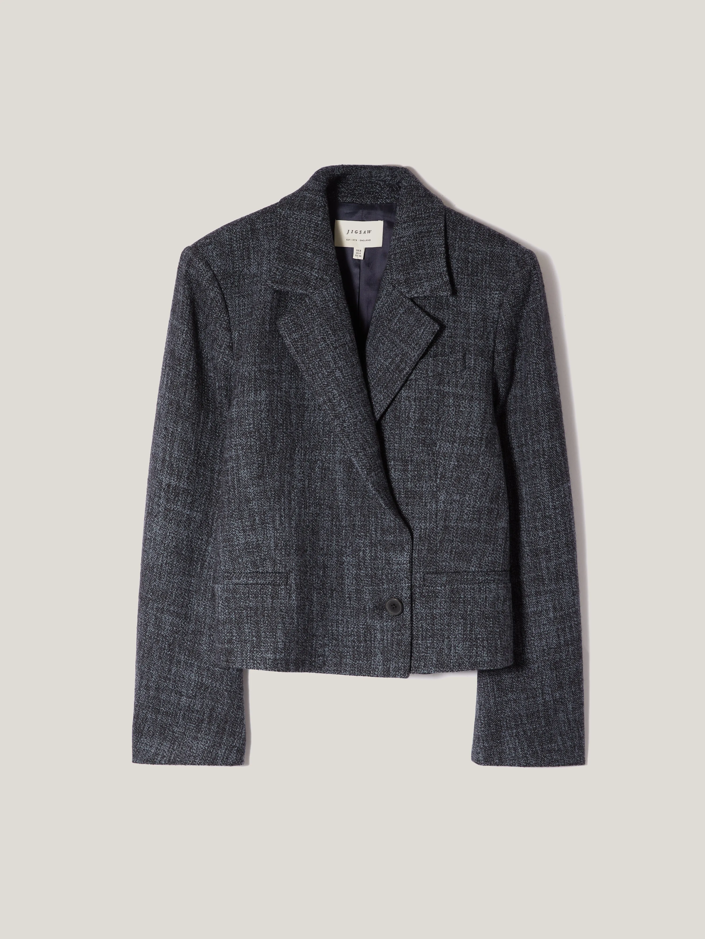 Kelvin Boucle Cropped Jacket | Navy