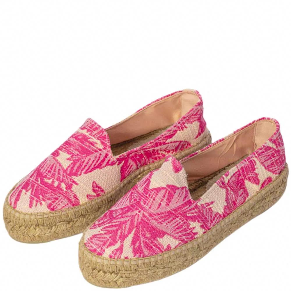 Manebì double sole espadrilles bold pink palms on cream