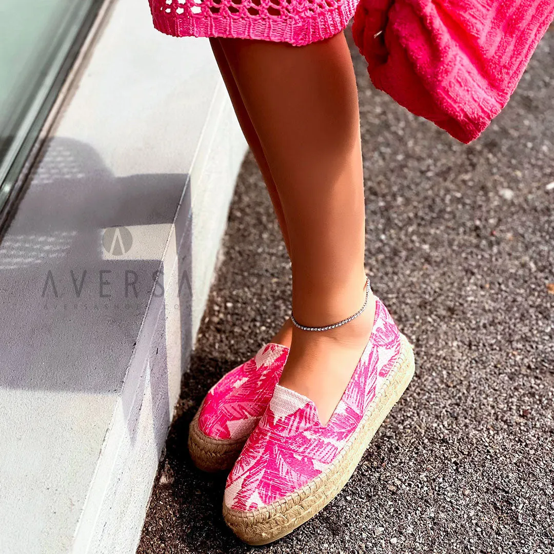 Manebì double sole espadrilles bold pink palms on cream