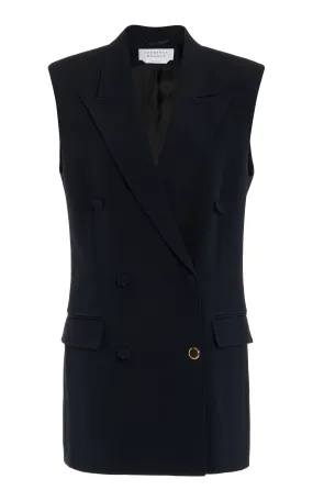 Mayte Vest in Black Silk Wool Cady