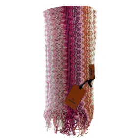 Missoni Scarf Rust Orange Pink Zig Zag Design - Designer Shawl FINAL SALE