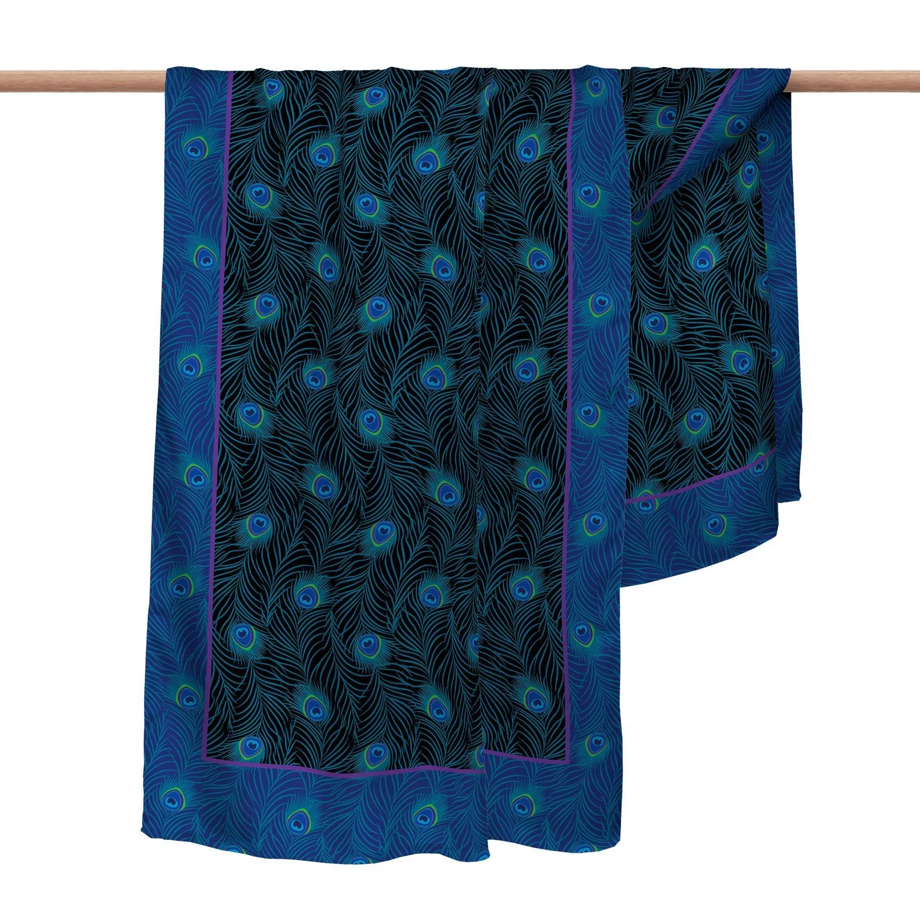 Peacock Black Silk Blend Women's Fashion Shawl