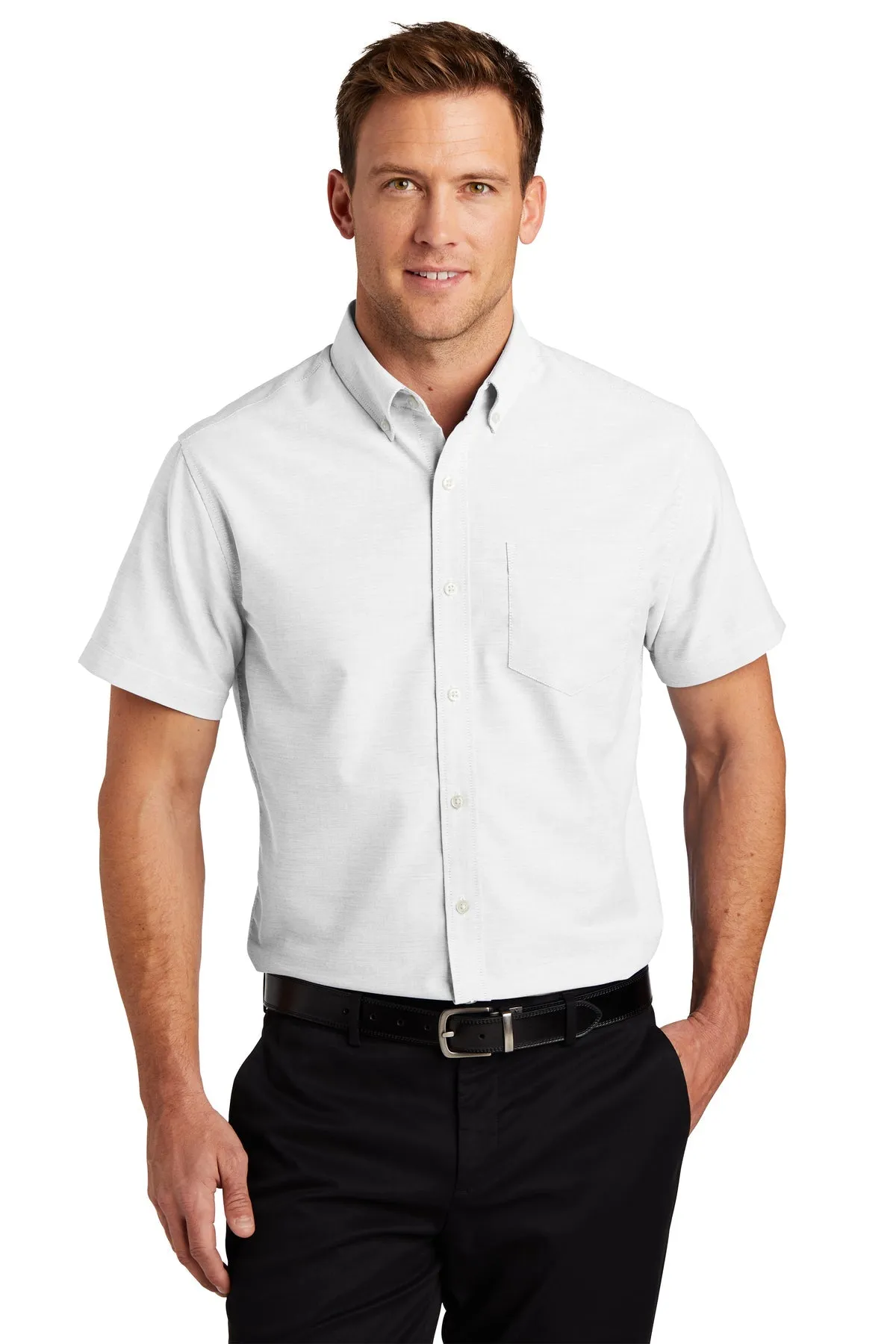 Port Authority Short Sleeve SuperPro Custom Oxford Shirts, White