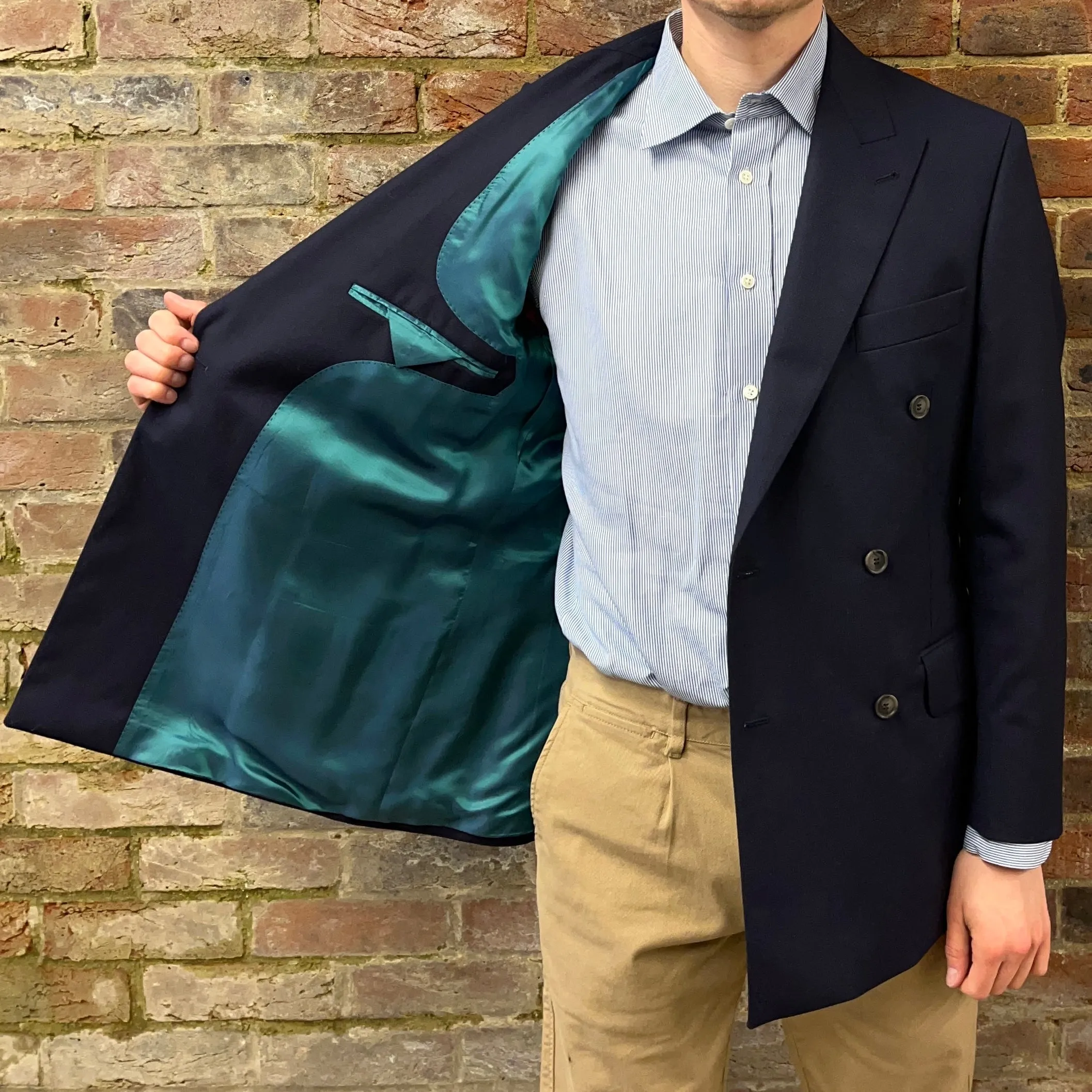 Regent - 'Thompson' Double-Breasted Jacket - Blue Wool 280g - Harrison's of Edinburgh