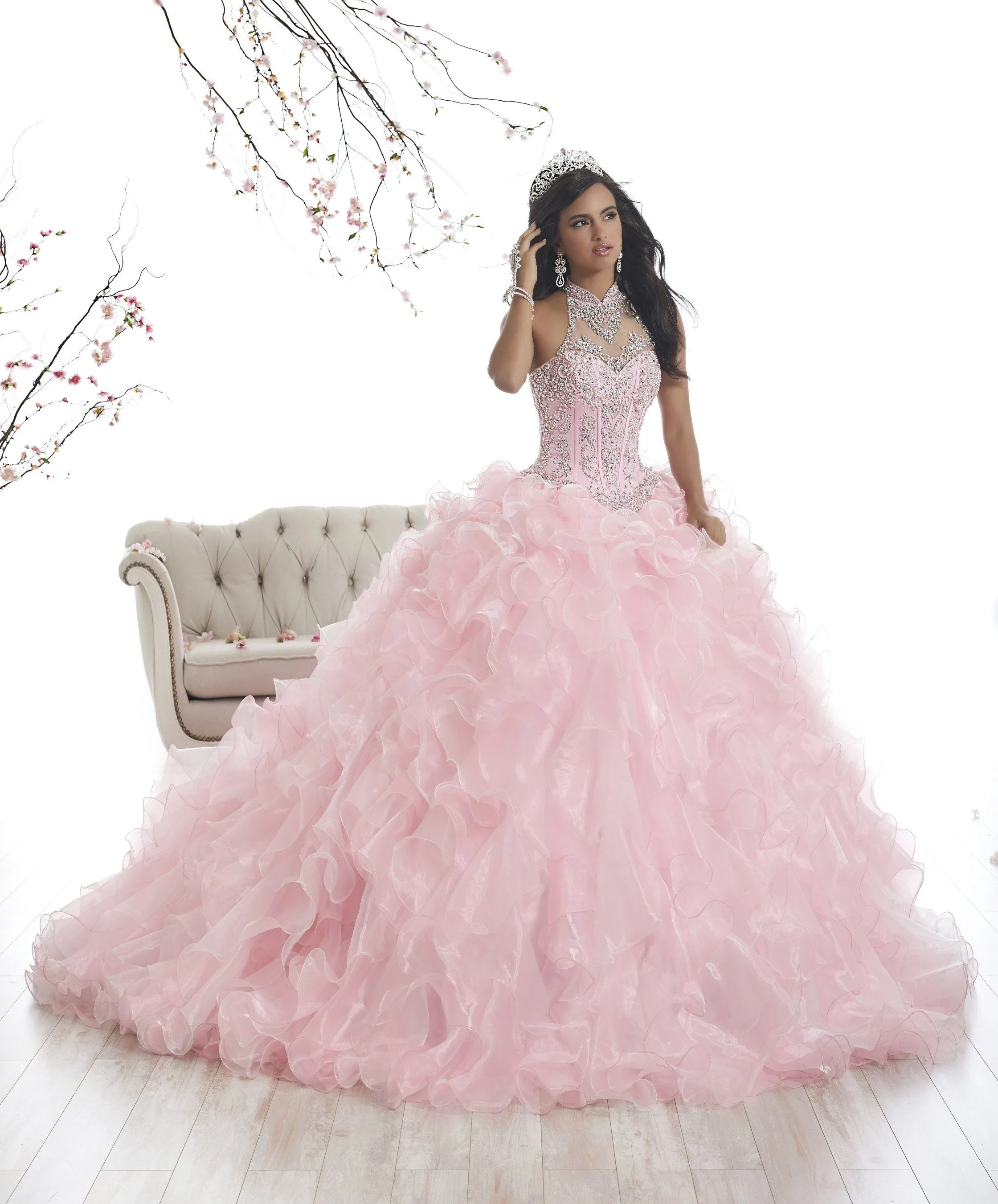 Ruffled Illusion Quinceanera Dress by House of Wu 26871