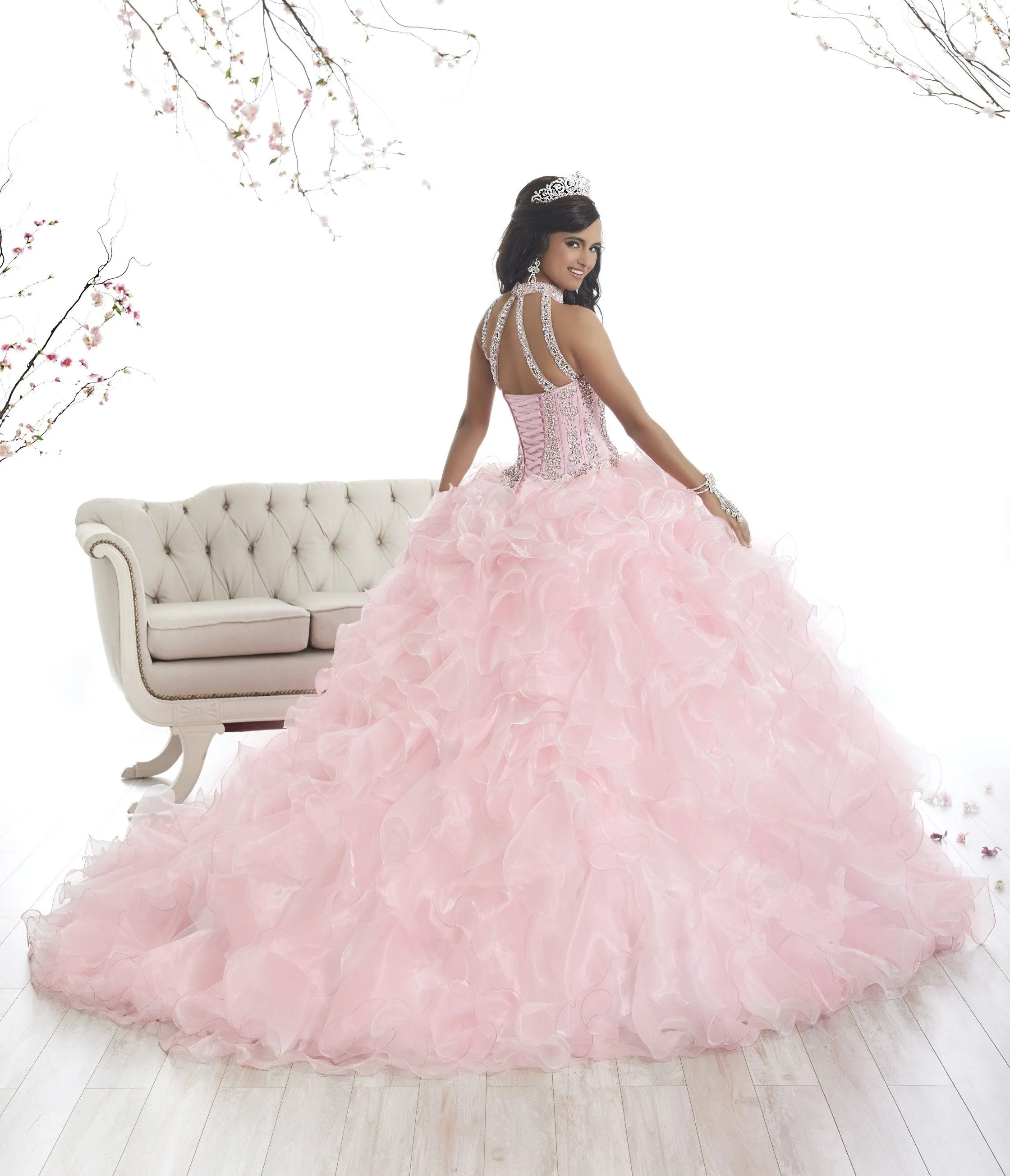 Ruffled Illusion Quinceanera Dress by House of Wu 26871