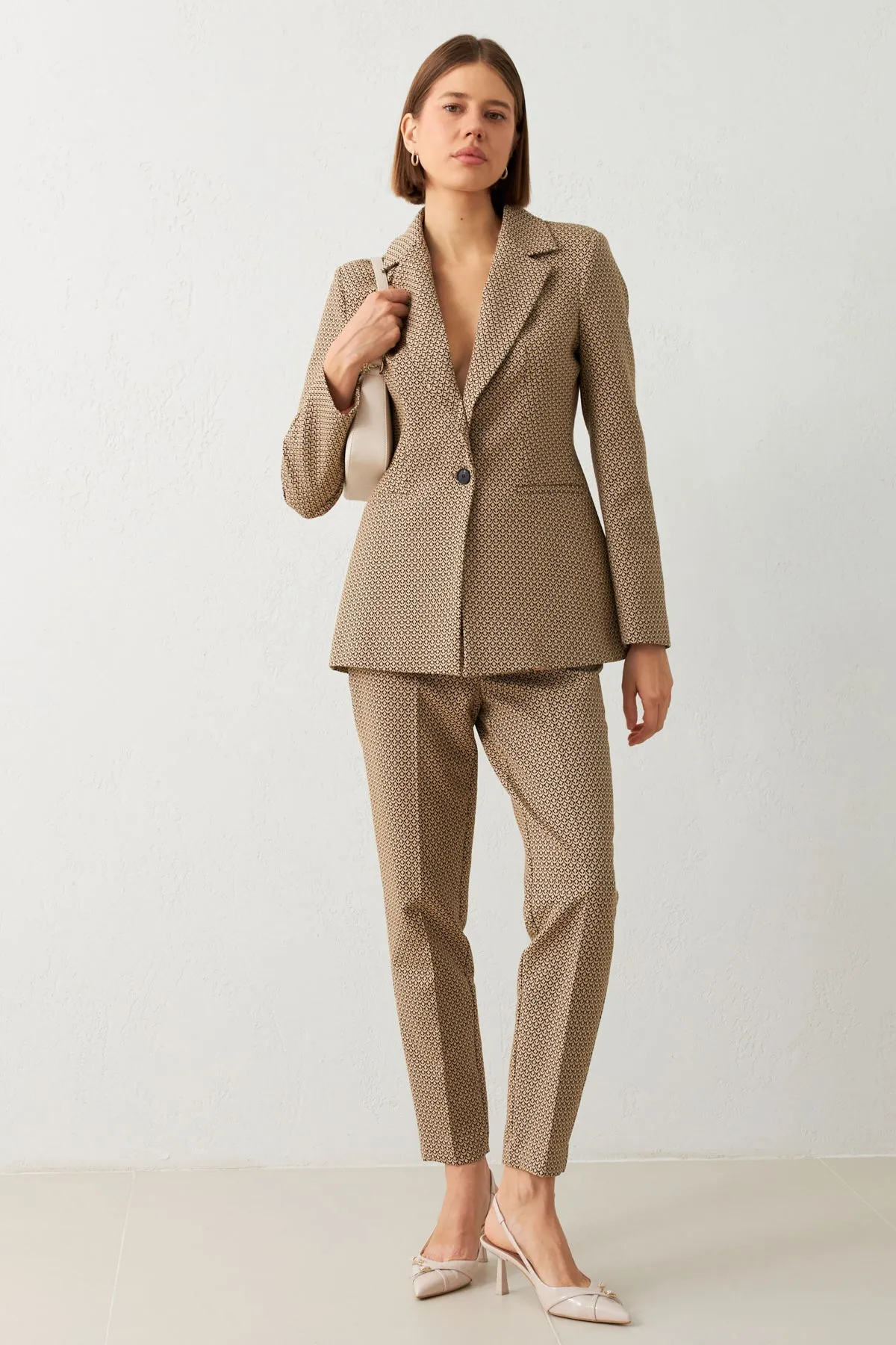 Setre Plaid Patterned Suit Mink