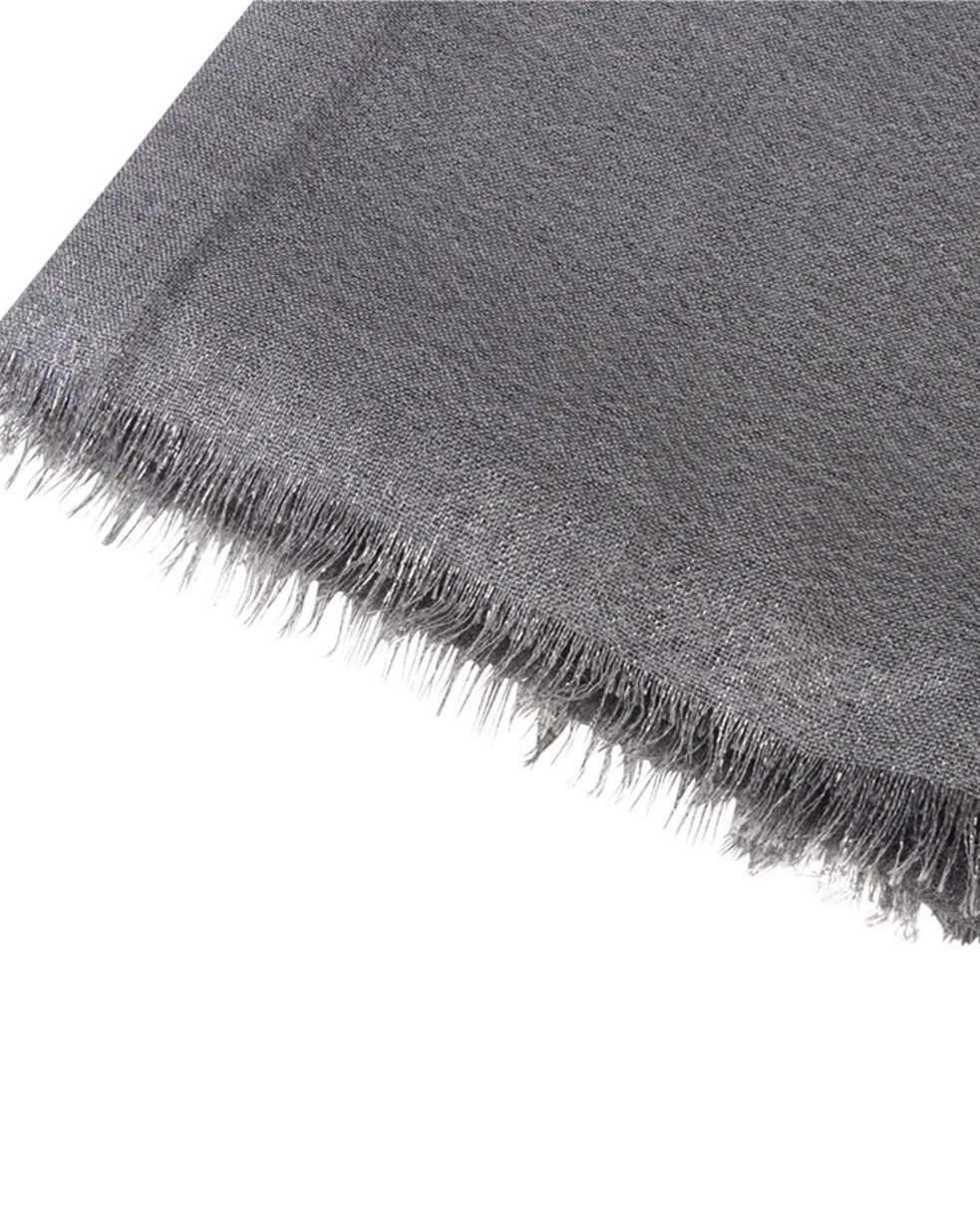 Silk Cashmere Lurex Scarf in Lead