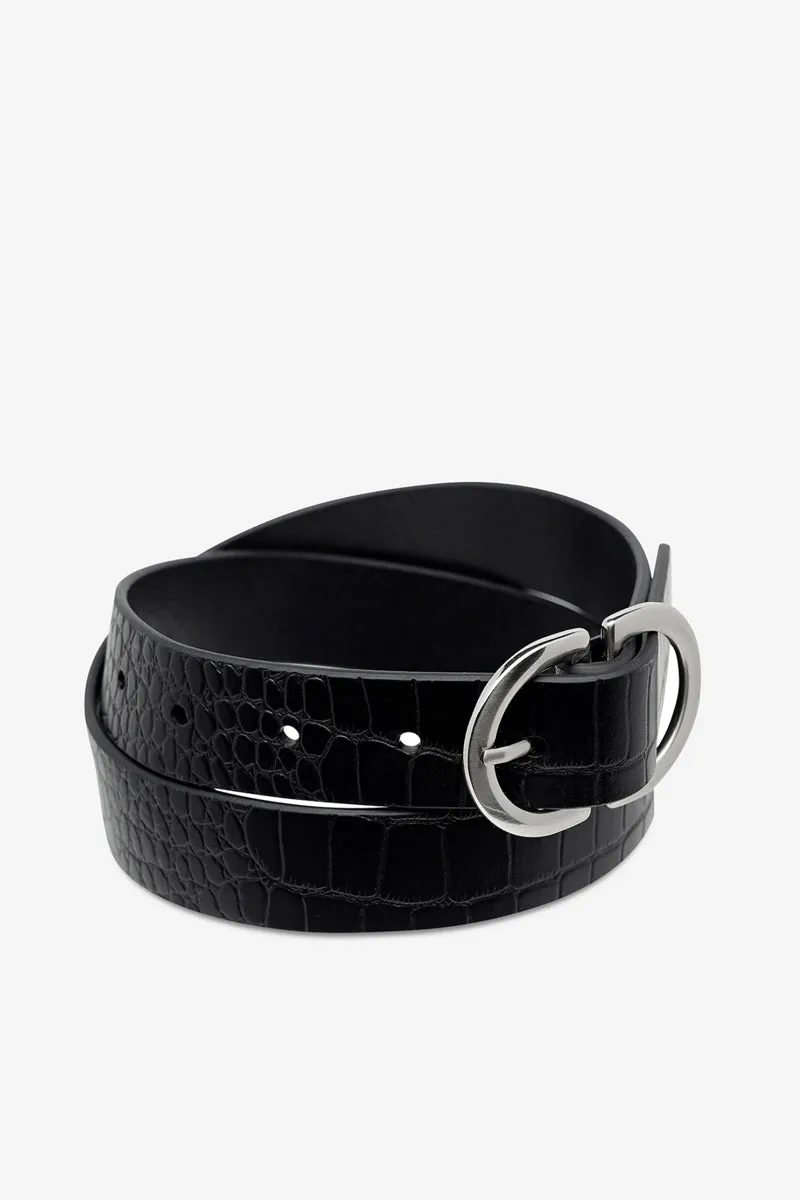 Status Anxiety - In Reverse Belt, Black Croc/Silver