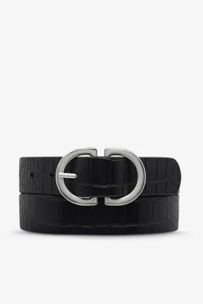 Status Anxiety - In Reverse Belt, Black Croc/Silver