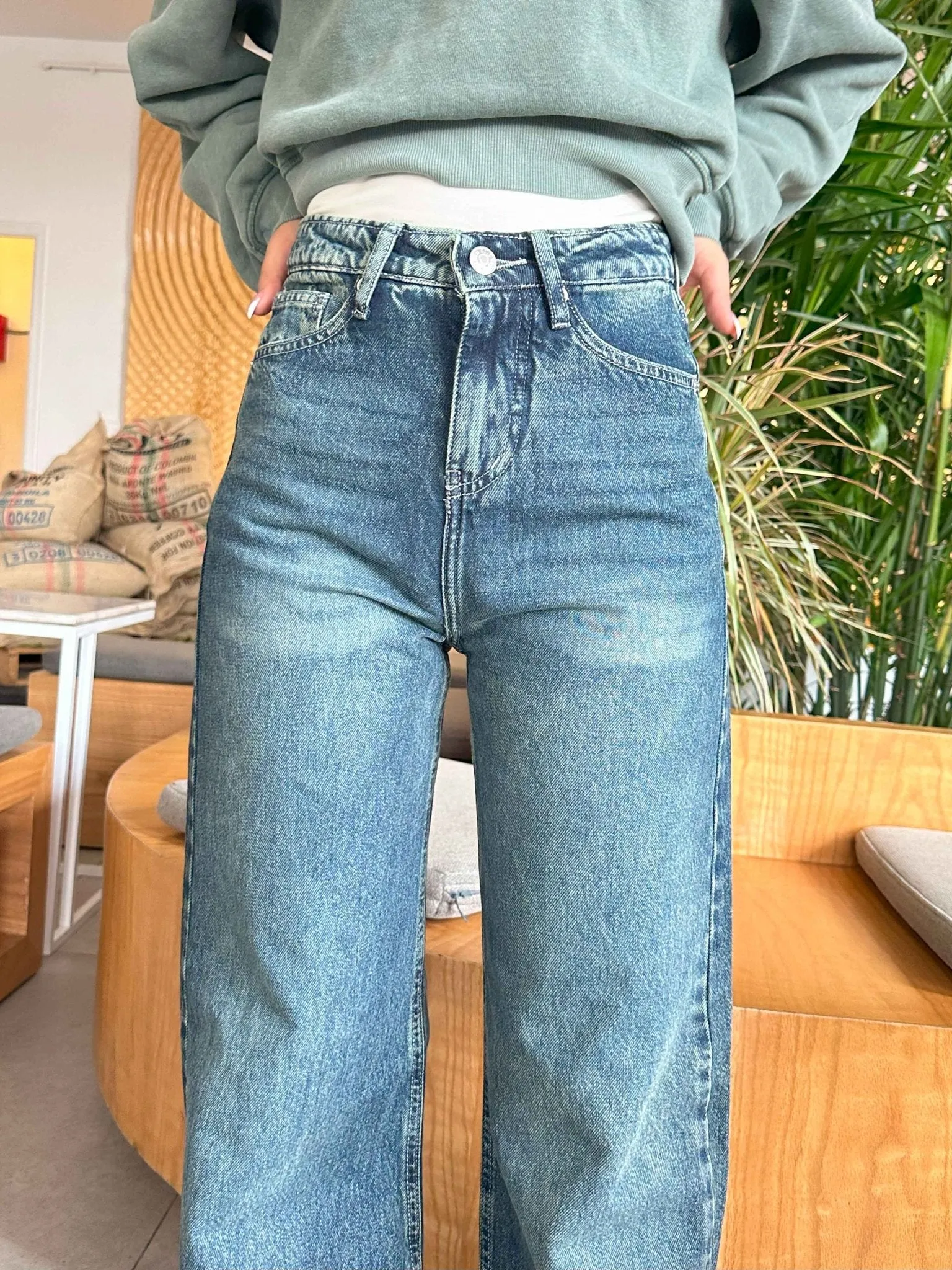 Straight Leg - Mid Vintage Blue Green Jeans.