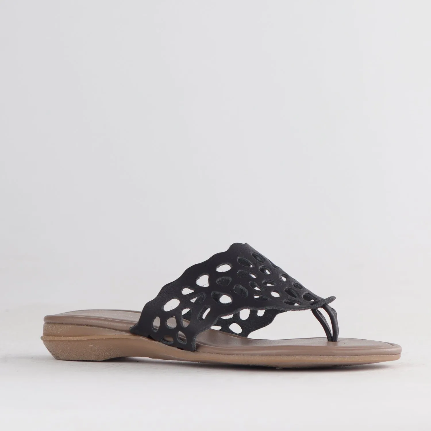 Thong Flat Sandal in Black - 12813