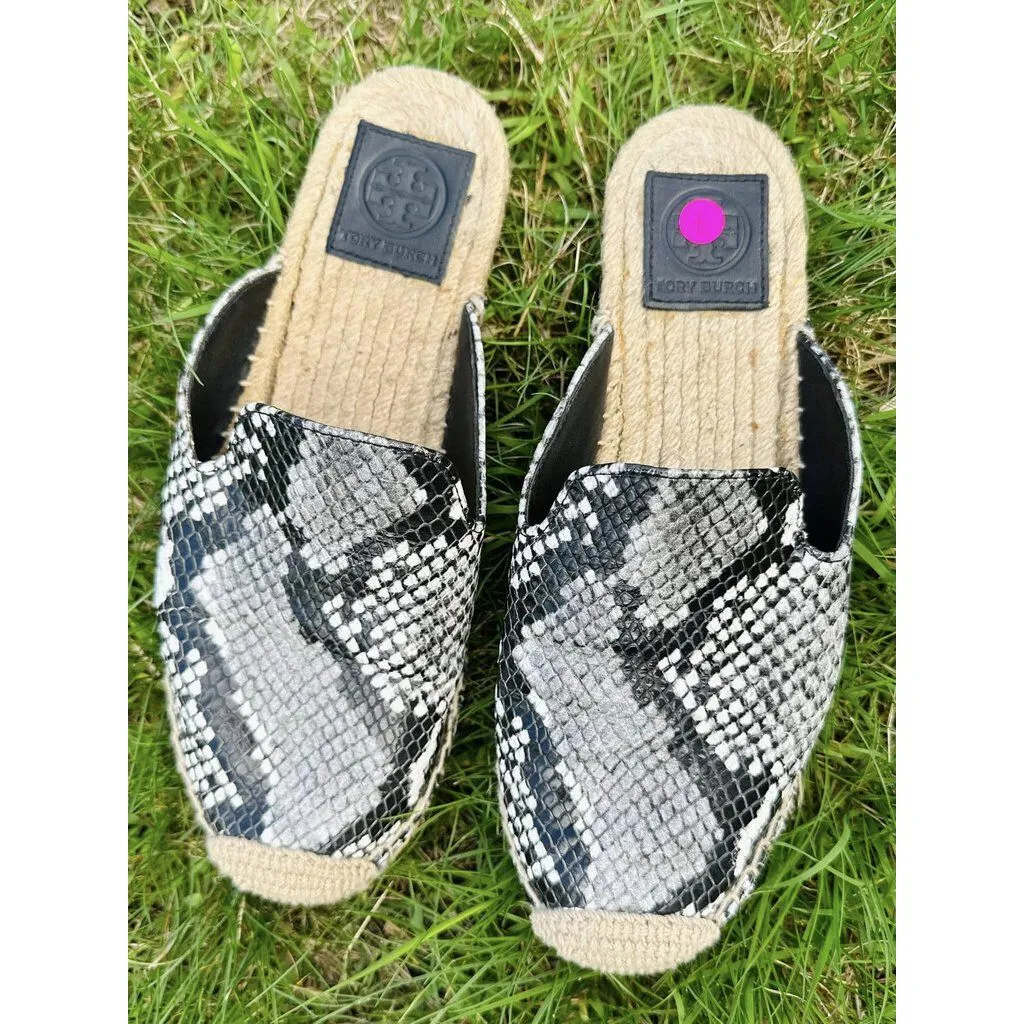 Tory Burch Max Snake Embossed Espadrilles Slides - Size 7