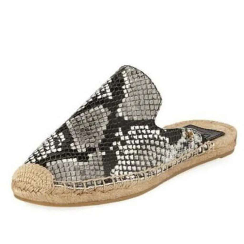 Tory Burch Max Snake Embossed Espadrilles Slides - Size 7