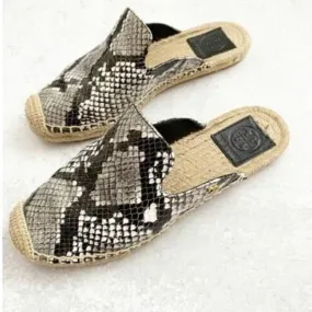 Tory Burch Max Snake Embossed Espadrilles Slides - Size 7